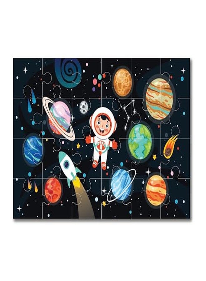 Khilonewale Space Puzzle for Kids 3+, 8x12 Educational Jigsaw with Planets, Rockets, Astronauts and City Vehicles, Learning Toy for Boys and Girls (Kid Astronaut Voyage48) - Image 1